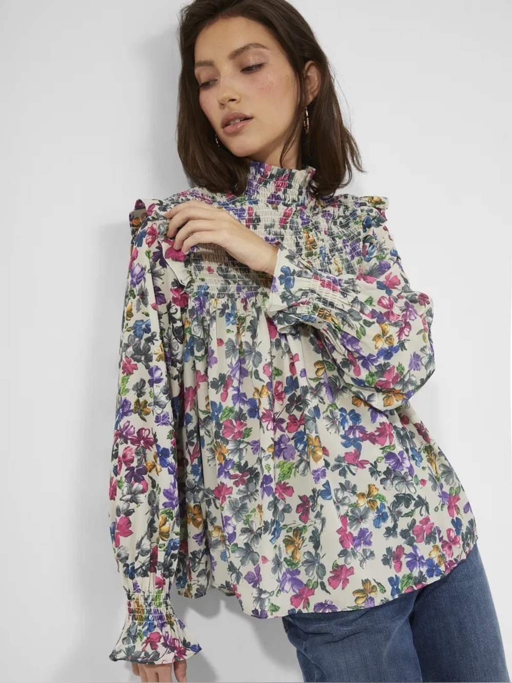 NWT French Connection Alianna Drape Smocked Top